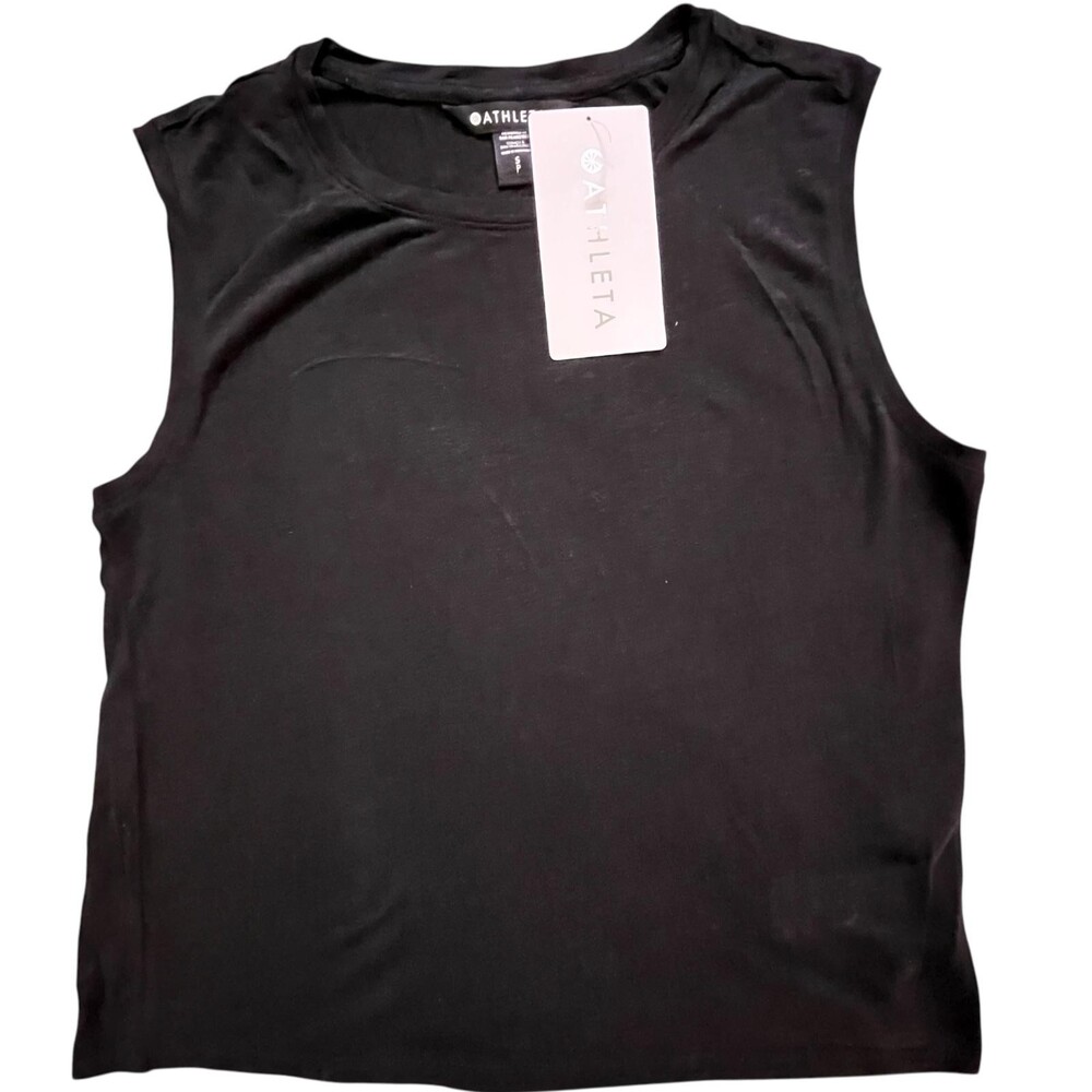 Athleta Tank Womens S Black Getaway Muscle Tank Lyocell Breathable Lightweight